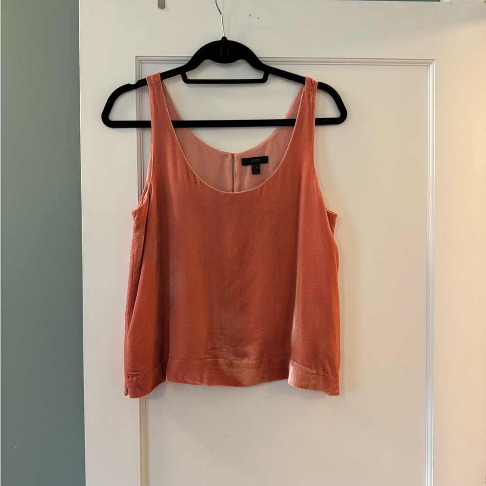 J. Crew Coral Sleeveless Crushed Velvet Tank Top